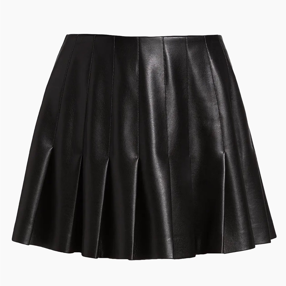 Alice + Olivia Silver Mini Skater Skirt Pleated Cocktail